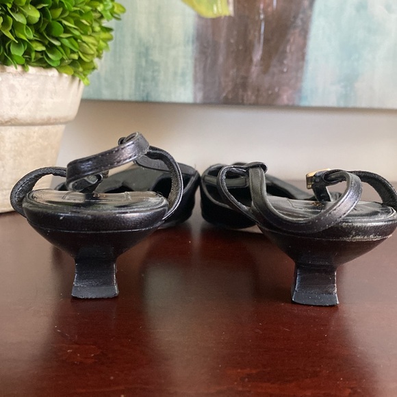 SERGIO ROSSI VINTAGE BLACK AUTHENTIC ITALIAN LEATHER SLINGBACK PUMPS SIZE 39.5 - Picture 7 of 13